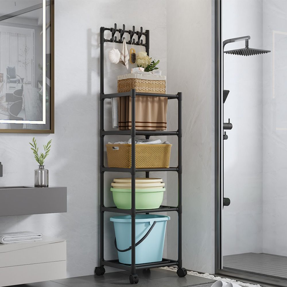 Jaza Keja Storage Kitchen Trolley Rack Pulley Pot Rack Multi-layer Pantry Closet Fridge Side Seam Finishing Rack Kitchen Cart Bathroom Rack