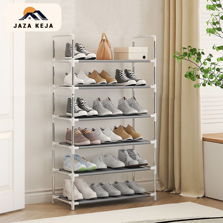 Jaza Keja 6 Layer Simple Metal Shoes Rack Space Saving Stand Holder Hallway Entryway Shoe Organizer Living Room Furniture