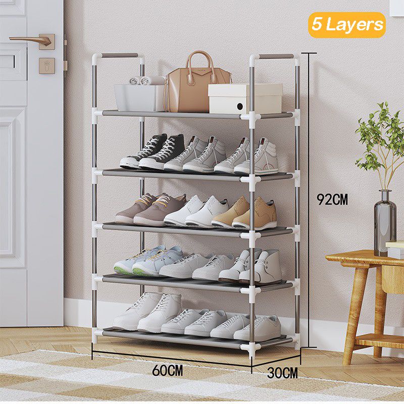 Jaza Keja 6 Layer Simple Metal Shoes Rack Space Saving Stand Holder Hallway Entryway Shoe Organizer Living Room Furniture