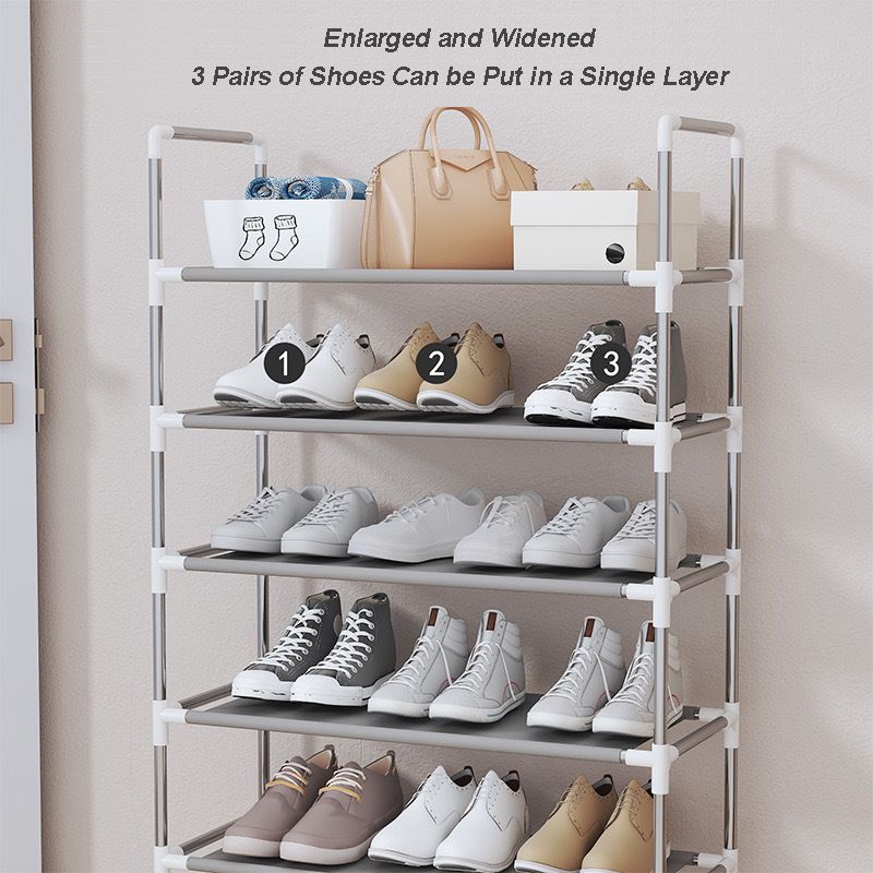 Jaza Keja 6 Layer Simple Metal Shoes Rack Space Saving Stand Holder Hallway Entryway Shoe Organizer Living Room Furniture