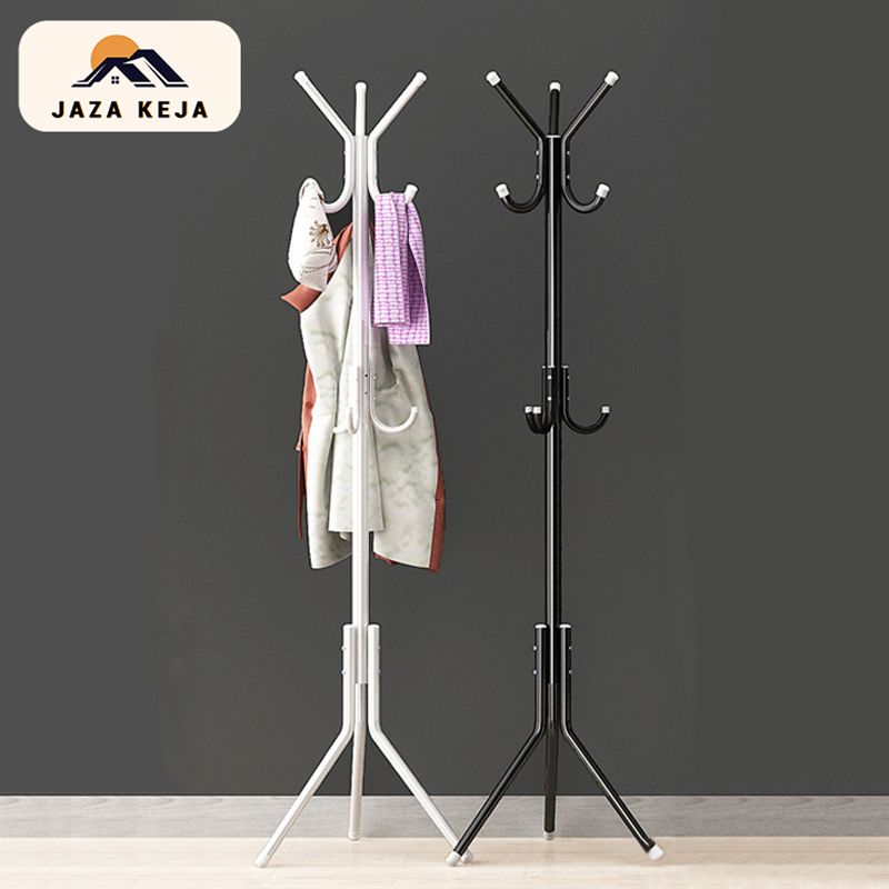 Jaza Keja 9 Hook Clothes Tree Simple Iron Coat Rack Coats Bags Scarves Household Hanger Storage Organizer Rack Portable Hat Clothes Stand
