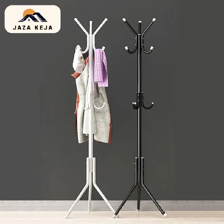 Jaza Keja 9 Hook Clothes Tree Simple Iron Coat Rack Coats Bags Scarves Household Hanger Storage Organizer Rack Portable Hat Clothes Stand