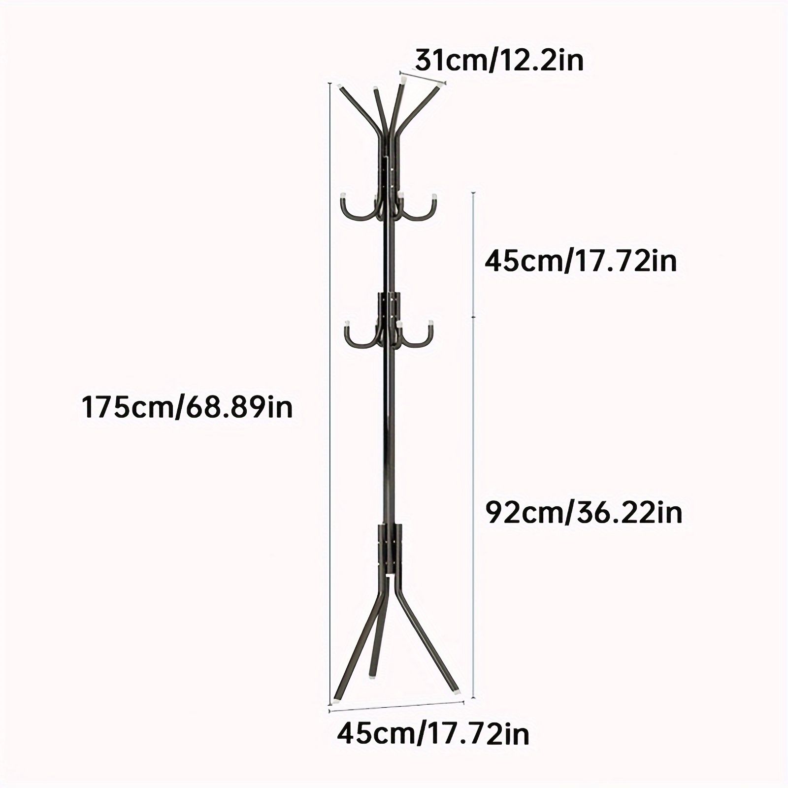 Jaza Keja 9 Hook Clothes Tree Simple Iron Coat Rack Coats Bags Scarves Household Hanger Storage Organizer Rack Portable Hat Clothes Stand