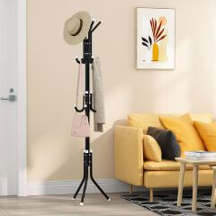 Jaza Keja 9 Hook Clothes Tree Simple Iron Coat Rack Coats Bags Scarves Household Hanger Storage Organizer Rack Portable Hat Clothes Stand