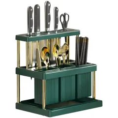 Jaza Keja Kitchen Knife Holder Multi-Function Cutter Cutlery Drainer Rack PP Space Saving Kitchen Utensil Organizer Rack
