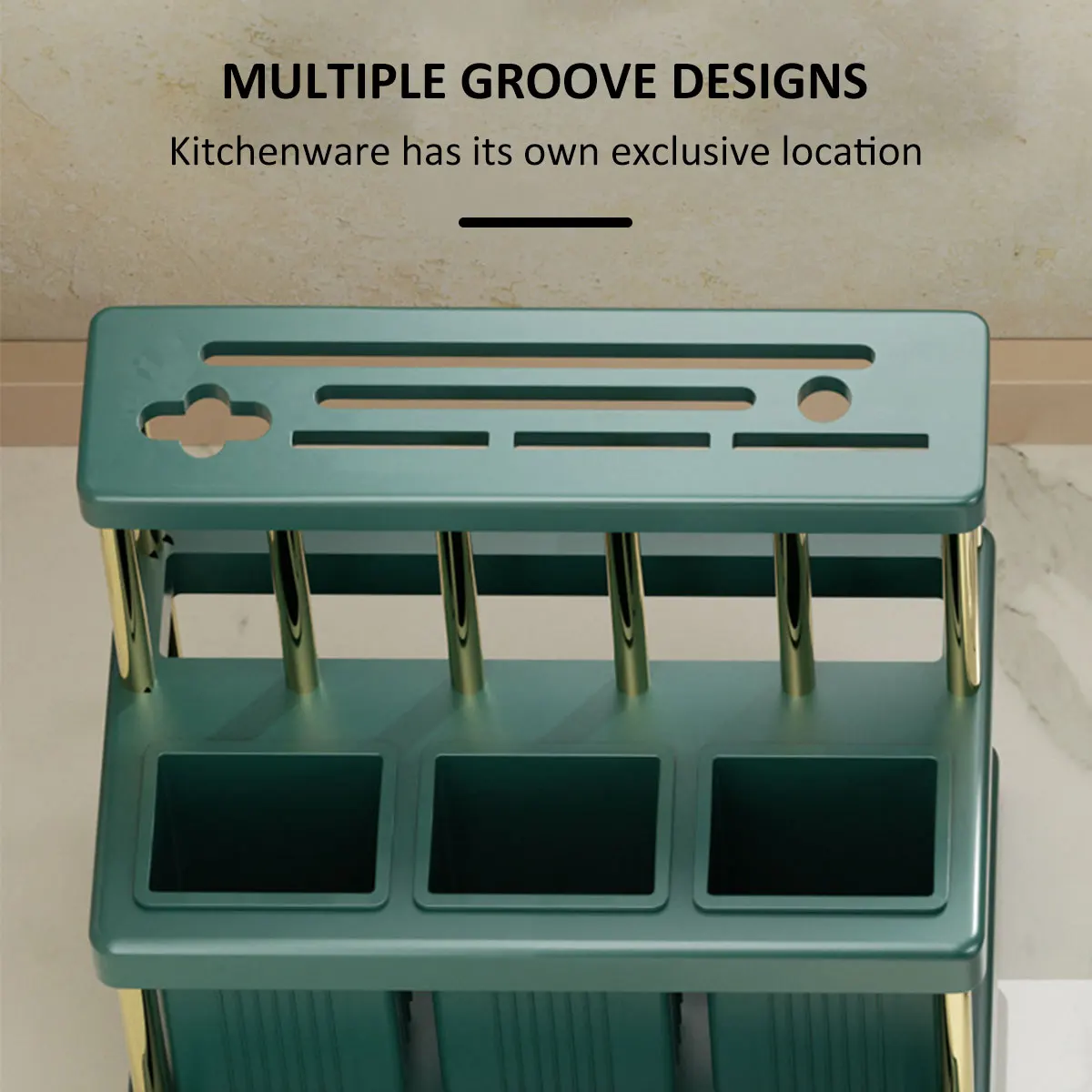 Jaza Keja Kitchen Knife Holder Multi-Function Cutter Cutlery Drainer Rack PP Space Saving Kitchen Utensil Organizer Rack