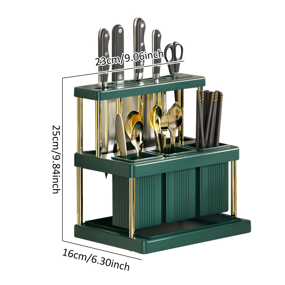 Jaza Keja Kitchen Knife Holder Multi-Function Cutter Cutlery Drainer Rack PP Space Saving Kitchen Utensil Organizer Rack