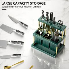 Jaza Keja Kitchen Knife Holder Multi-Function Cutter Cutlery Drainer Rack PP Space Saving Kitchen Utensil Organizer Rack
