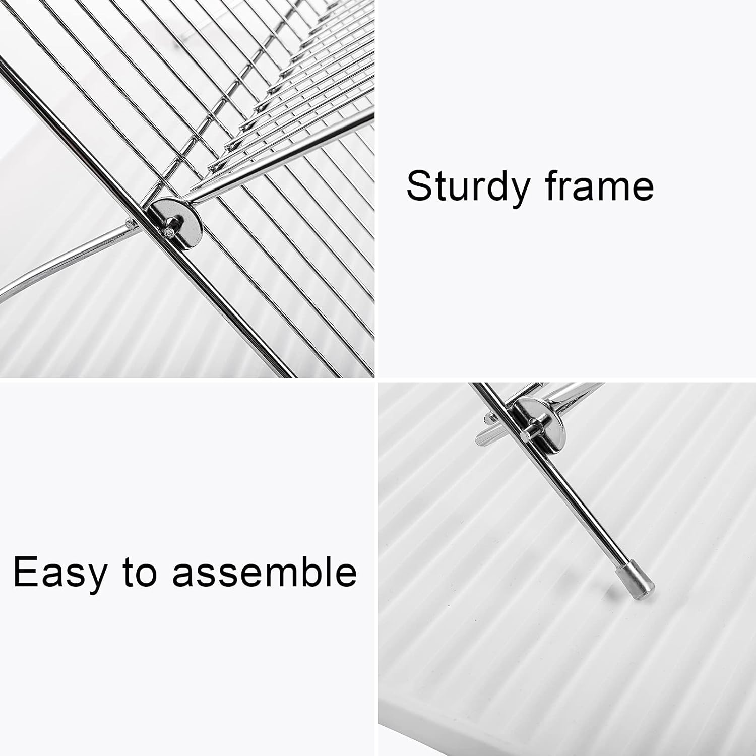 Jaza Keja Foldable Dish Drying Rack with Drip Tray Stainless Steel 2 Tier Dish Drainer Rack Collapsible Dish Drainer