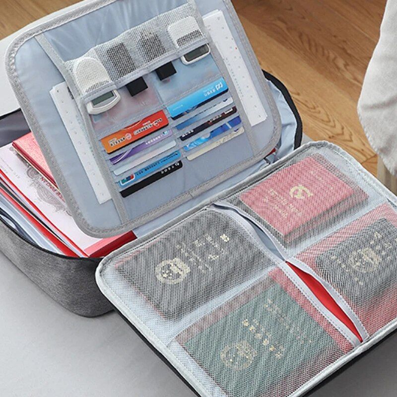 Jaza Keja 3 Layers Document Storage Bag with Lock Waterproof File Organizer Large Capacity Storage Bag