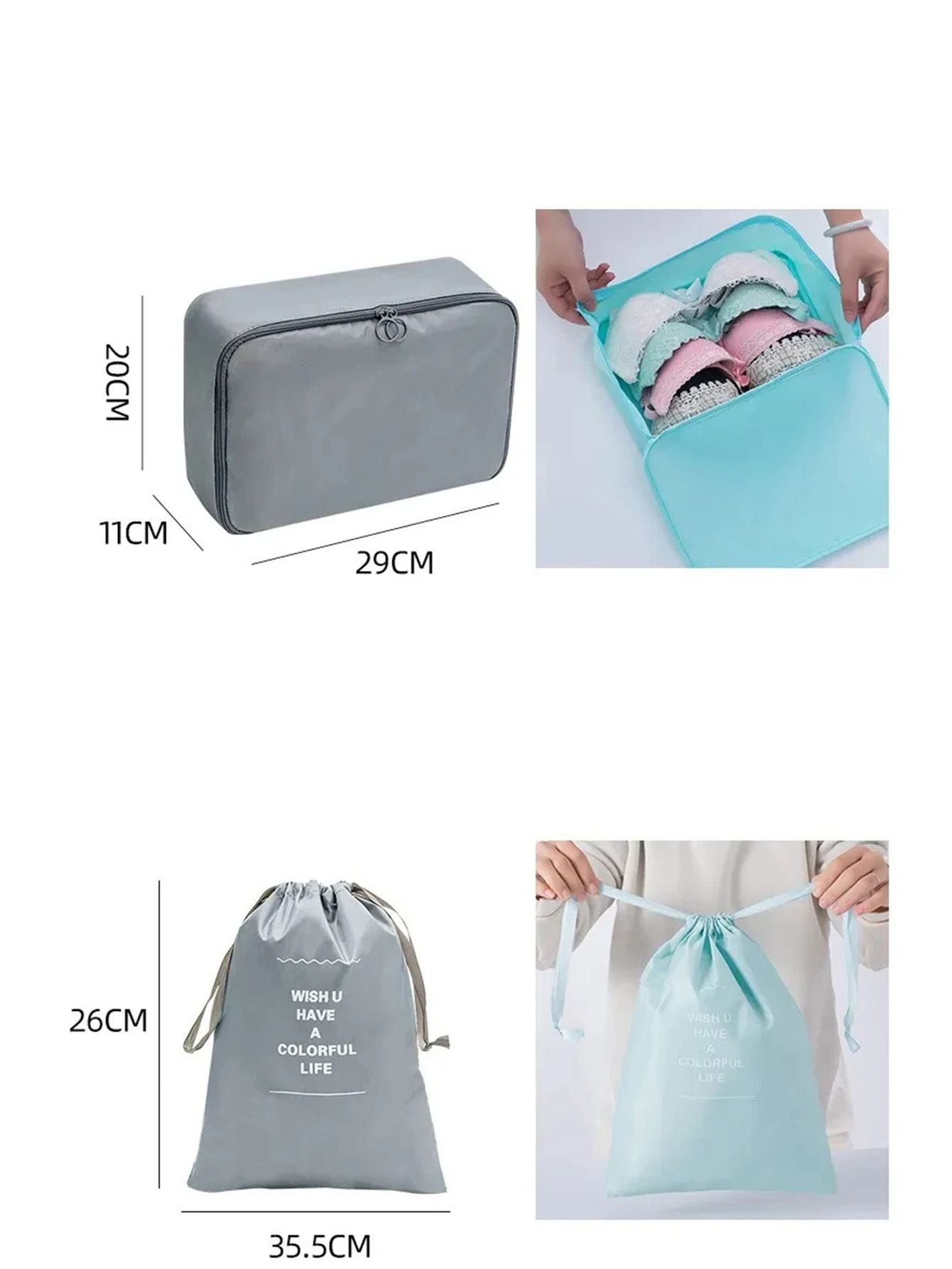 Jaza Keja 7Pcs Set Travel Organizer Storage Bags Suitcase Packing Cubes Cases Portable Wardrobe Luggage Clothes Shoe Pouch Fold