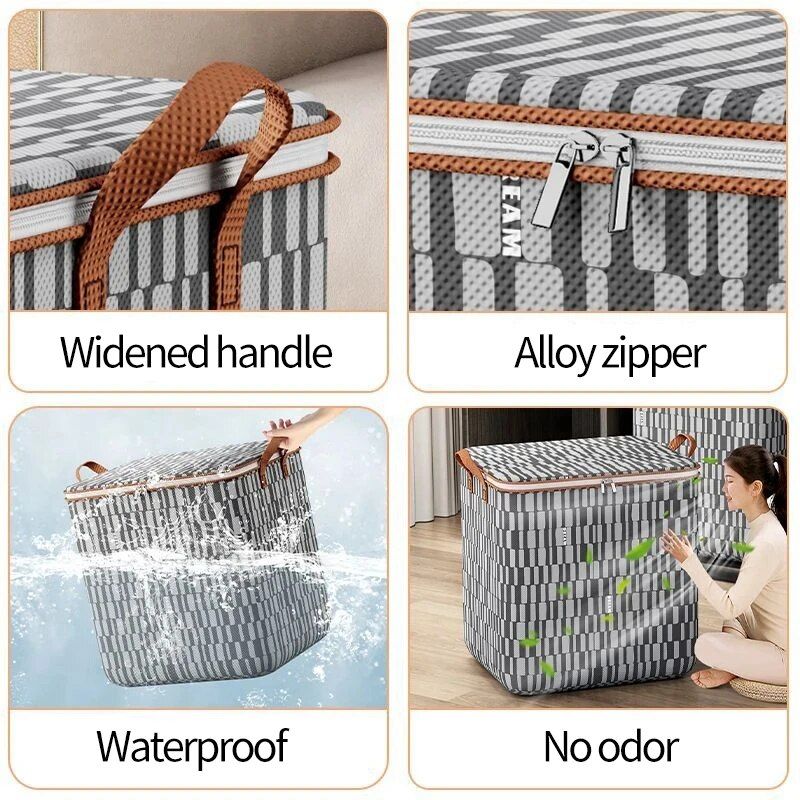 Jaza Keja 180L Portable Waterproof Moisture-proof Luggage Storage Bag Large Closet Organizer Toy Bins Zipper Duvet Storage Container