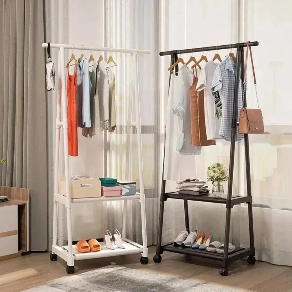 Jaza Keja Floor-Standing Coat Rack Hanger Triangle Pulley Clothes Racks with Wheels Coat Shelf Bedroom Hanging Clothes Rack