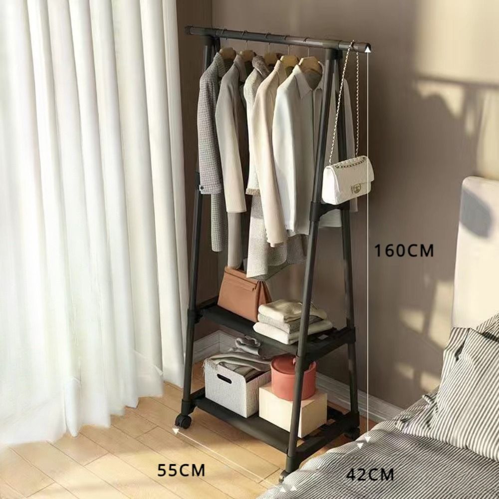 Jaza Keja Floor-Standing Coat Rack Hanger Triangle Pulley Clothes Racks with Wheels Coat Shelf Bedroom Hanging Clothes Rack