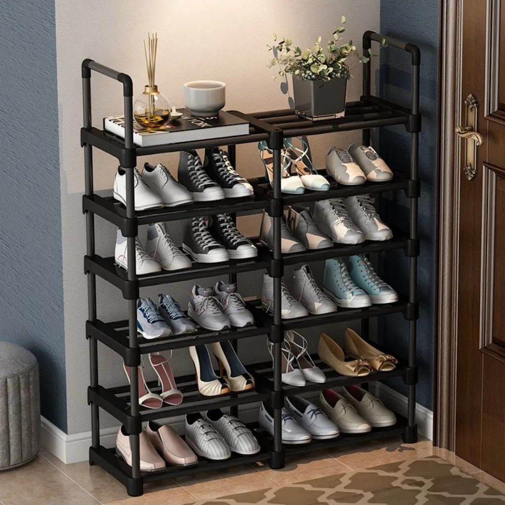 Jaza Keja Large Shoe Rack Multilayer Assembled Shelf Save Space Entrance Combination Shoe Cabinet Stand Holder Sneakers Organizer Black,6 layer