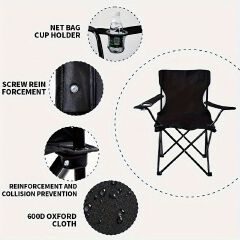Jaza Keja Folding Outdoor Armrest Chair Steel Frame Durable Portable Fishing Travelling Camping Equipment