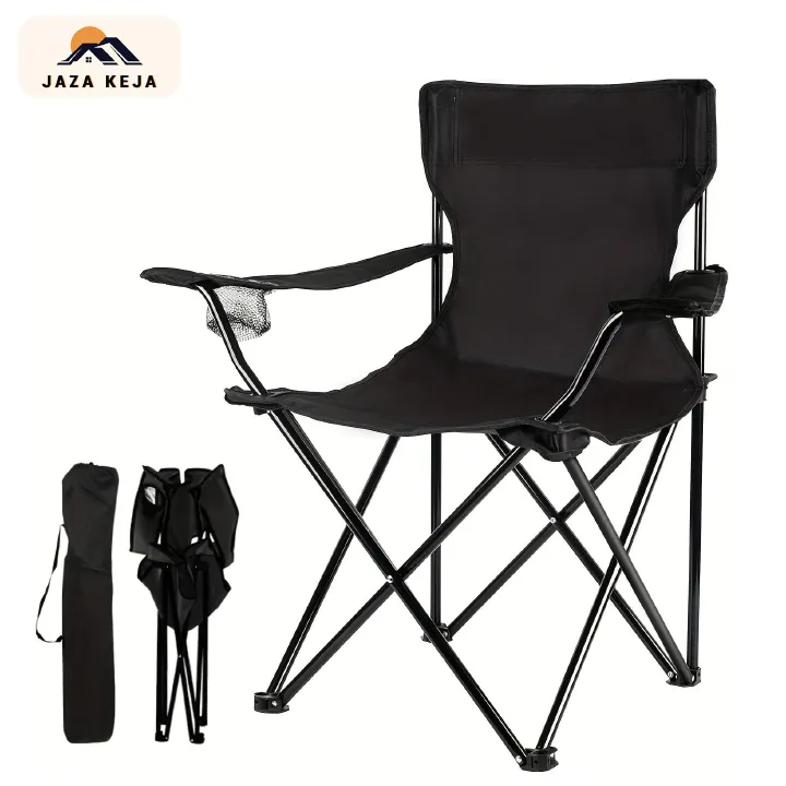 Jaza Keja Folding Outdoor Armrest Chair Steel Frame Durable Portable Fishing Travelling Camping Equipment