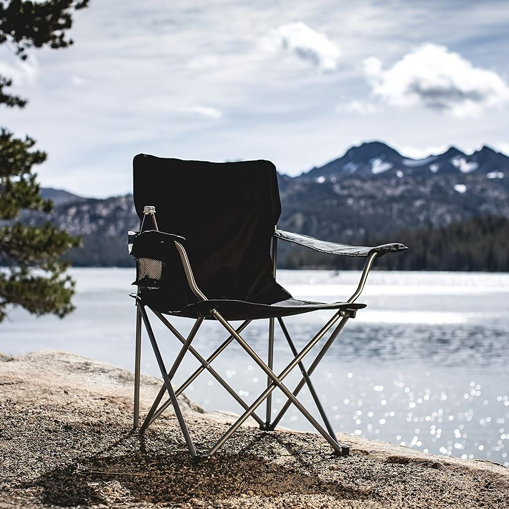 Jaza Keja Folding Outdoor Armrest Chair Steel Frame Durable Portable Fishing Travelling Camping Equipment