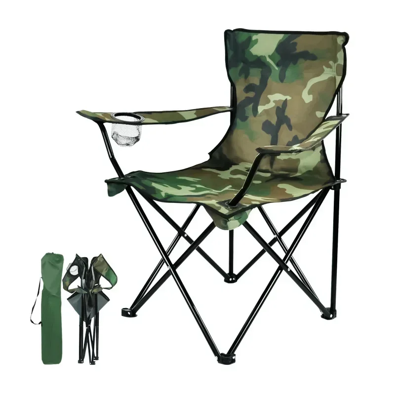 Jaza Keja Camping Folding Fishing Chair with Carrying Bag Armrest Foldable Portable Camping Chair Heavy Duty for Travelling