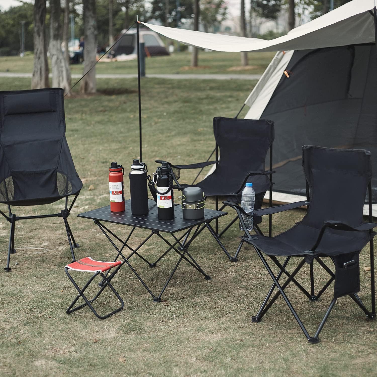 Jaza Keja Camping Folding Fishing Chair with Carrying Bag Armrest Foldable Portable Camping Chair Heavy Duty for Travelling