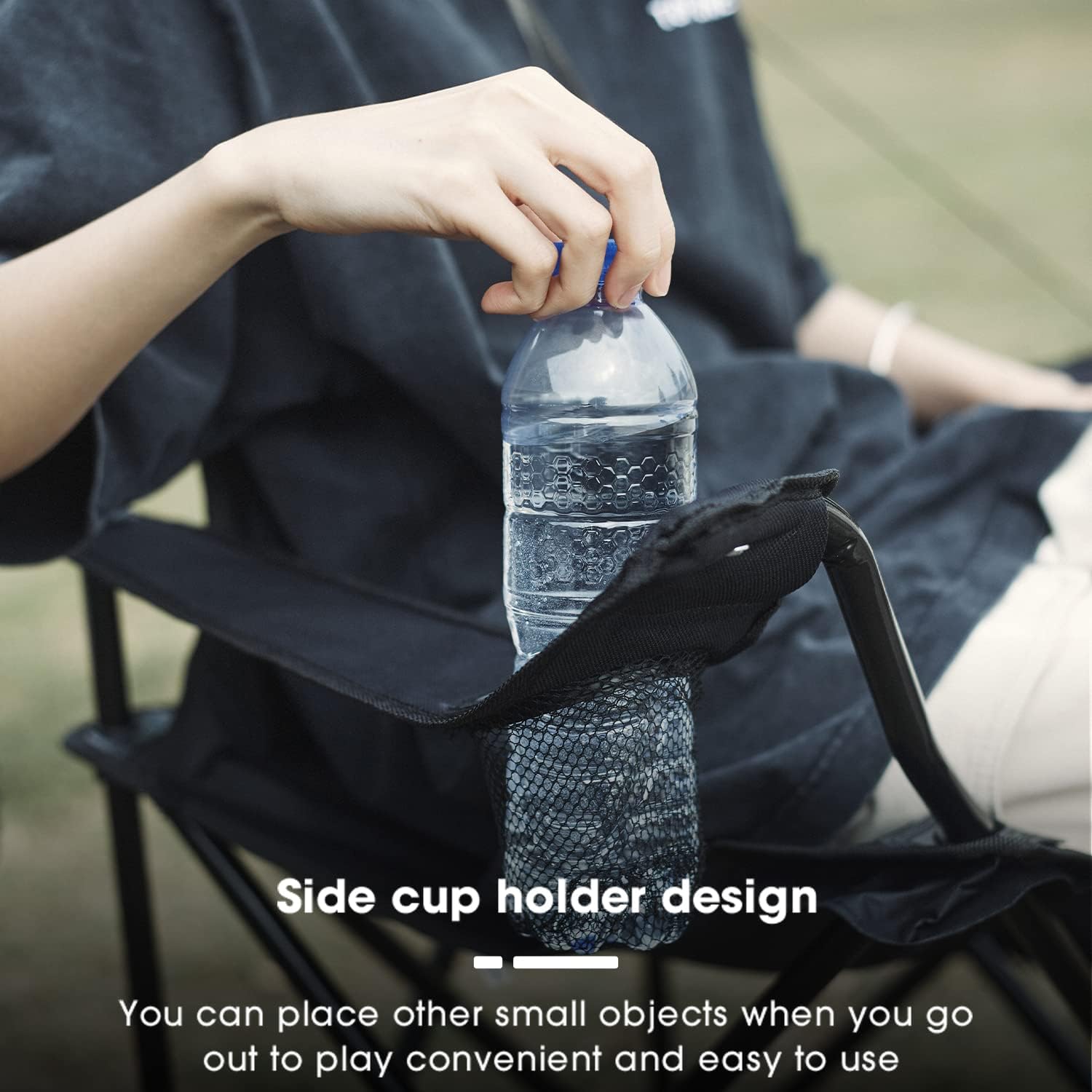 Jaza Keja Camping Folding Fishing Chair with Carrying Bag Armrest Foldable Portable Camping Chair Heavy Duty for Travelling
