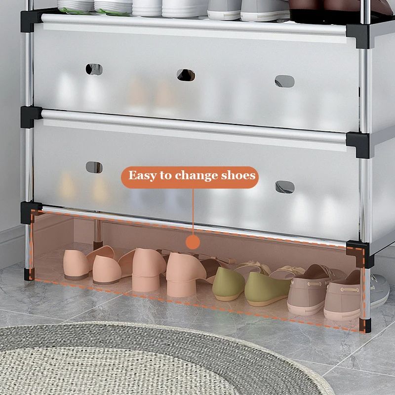 Jaza Keja Upgraded 7 Layer Shoes Organizer Dustproof Household Doorstep Shoes Rack DIY Assembly Large Capacity Shoes Cabinet Storage Shelf