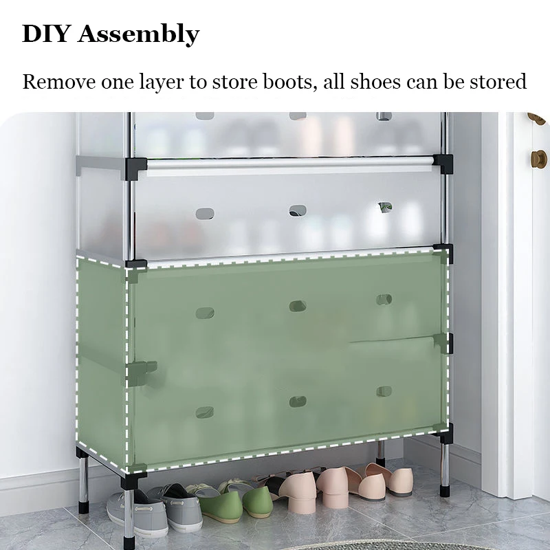 Jaza Keja Upgraded 7 Layer Shoes Organizer Dustproof Household Doorstep Shoes Rack DIY Assembly Large Capacity Shoes Cabinet Storage Shelf