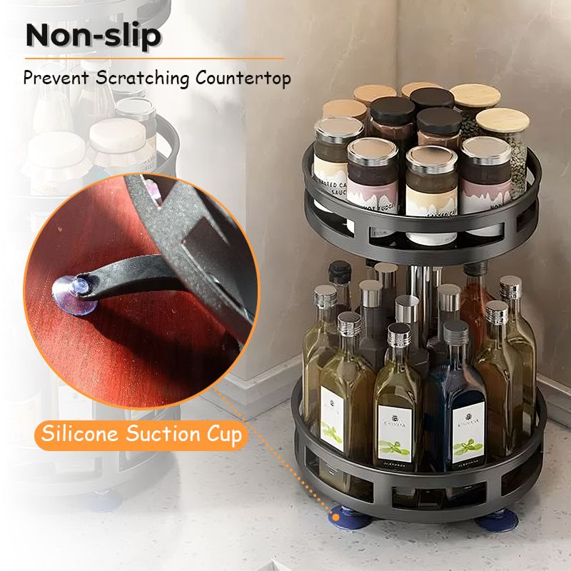 Jaza Keja Rotating Spice Jar Multifunctional Condiment Shelf Kitchen Salt Flavor Container Flavouring Tank Shelf for Tableware Makeup Spices