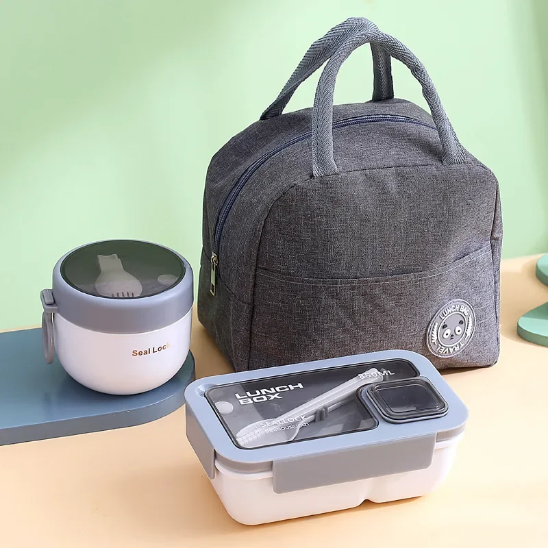 Jaza Keja 3pcs Lunch Bento Box Set Portable Leak Proof Storage Box With Lid Thermal Bag Reusable Insulated Food Containers for Office Lunch Kids Back To School