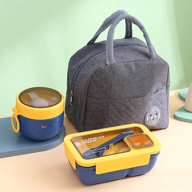 Jaza Keja 3pcs Lunch Bento Box Set Portable Leak Proof Storage Box With Lid Thermal Bag Reusable Insulated Food Containers for Office Lunch Kids Back To School