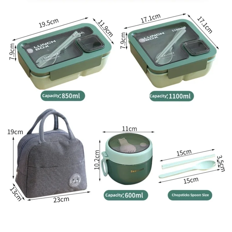 Jaza Keja 3pcs Lunch Bento Box Set Portable Leak Proof Storage Box With Lid Thermal Bag Reusable Insulated Food Containers for Office Lunch Kids Back To School