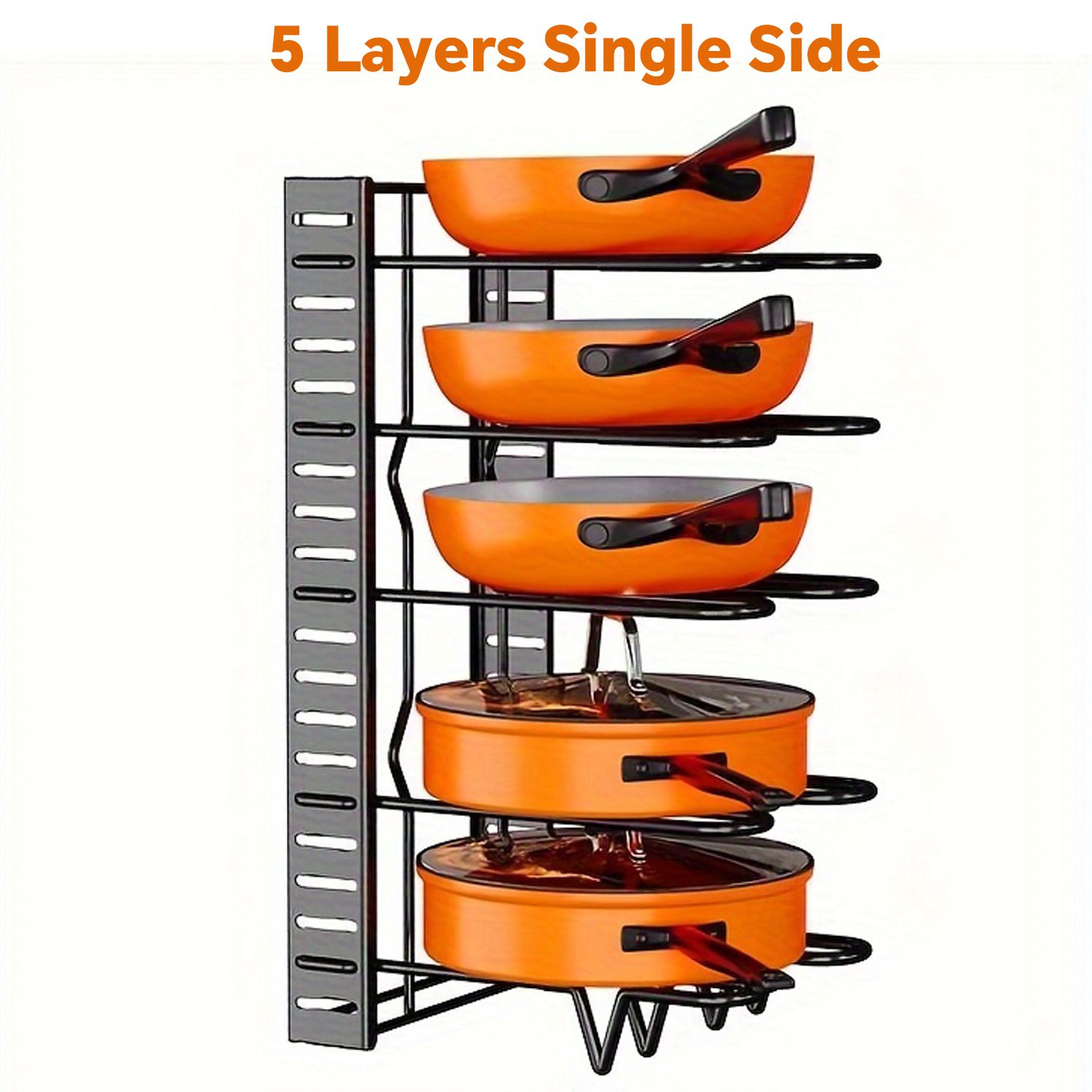 Jaza Keja 5/8 Tier Pot Pan Rack Organizer Metal Space-saving Cabinet Holder Adjustable Organizer for Pots, Pans and Lids