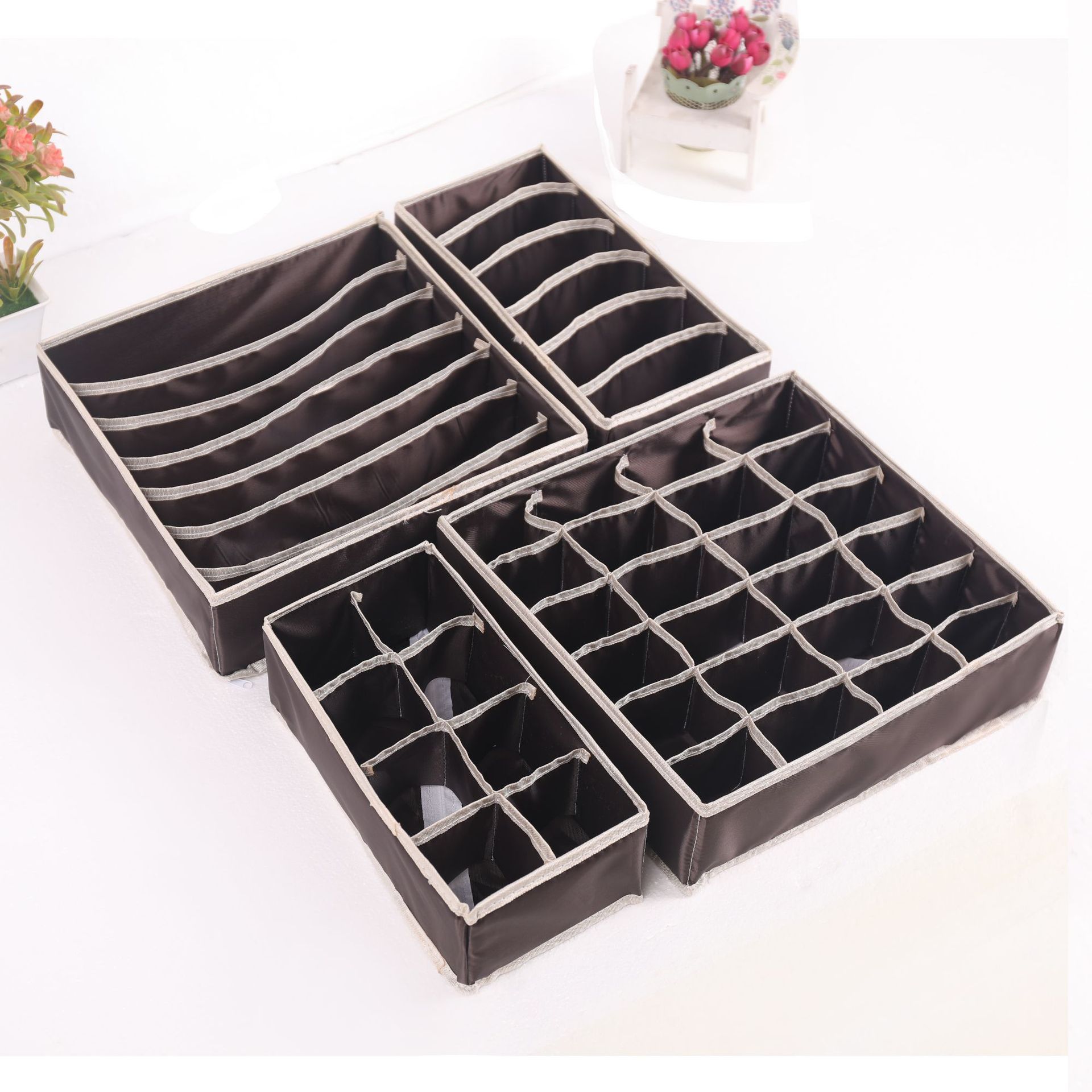 Jaza Keja 4pcs of 6 7 8 24 Grids Closet Drawers Organizer Storage for Underwear, Bra, Socks Clothes Divider Sock Storage