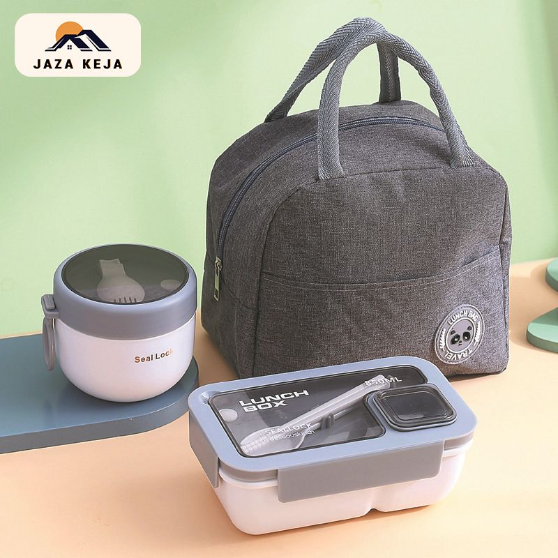 Jaza Keja 3pcs Lunch Bento Box Set Portable Leak Proof Storage Box With Lid Thermal Bag Reusable Insulated Food Containers for Office Lunch Kids Back To School