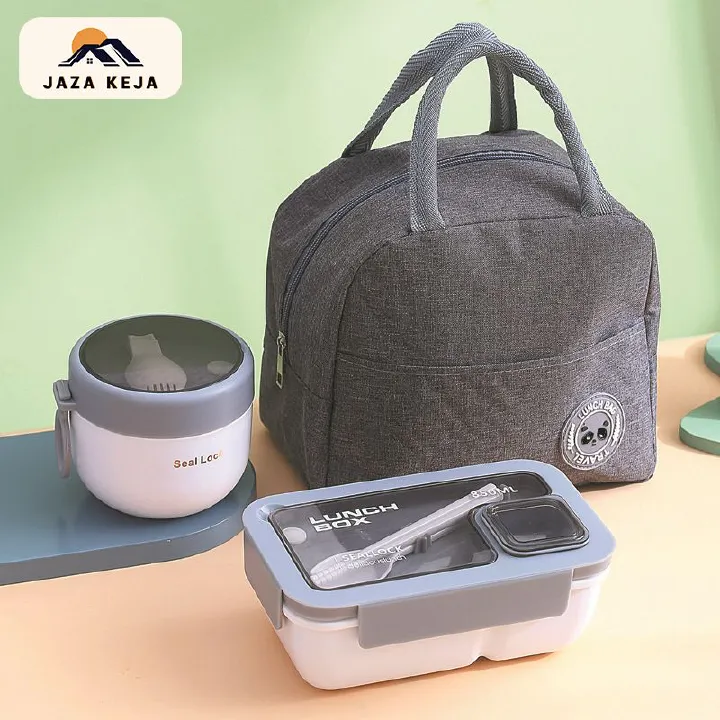 Jaza Keja 3pcs Lunch Bento Box Set Portable Leak Proof Storage Box With Lid Thermal Bag Reusable Insulated Food Containers for Office Lunch Kids Back To School