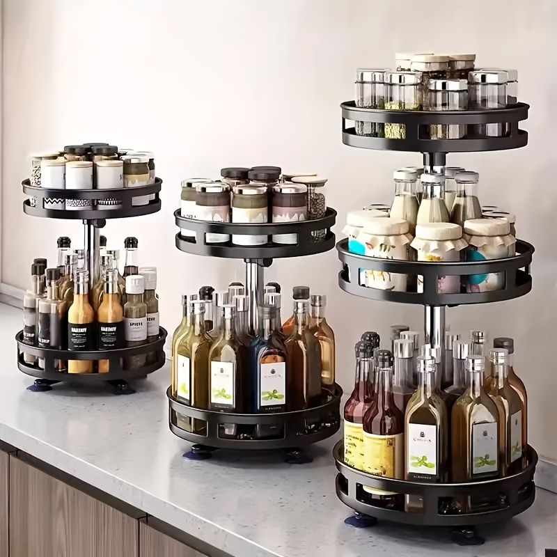 Jaza Keja Rotating Spice Jar Multifunctional Condiment Shelf Kitchen Salt Flavor Container Flavouring Tank Shelf for Tableware Makeup Spices