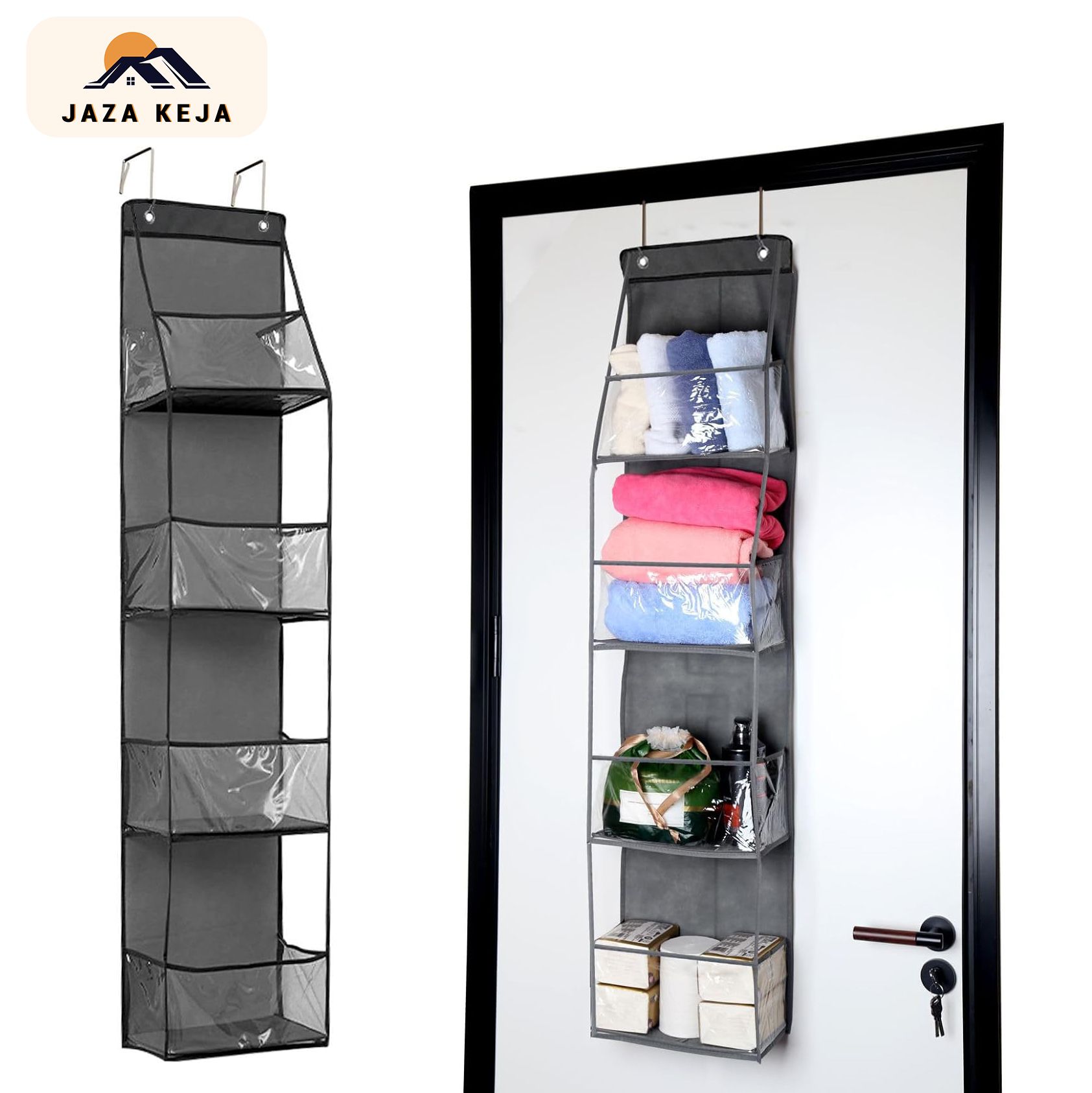 Jaza Keja 4 Layer Over-the-Door Hanging Organizer Multi-functional Fabric Hanging Bag Behind the Door Storage Miscellaneous Storage