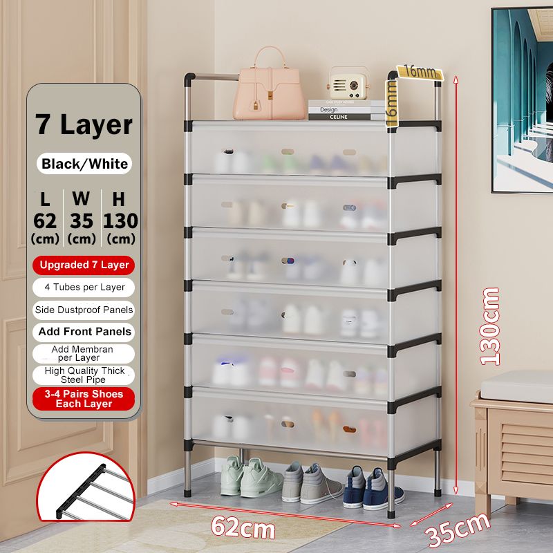 Jaza Keja Upgraded 7 Layer Shoes Organizer Dustproof Household Doorstep Shoes Rack DIY Assembly Large Capacity Shoes Cabinet Storage Shelf