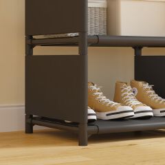 Jaza Keja 2 3 Columns Clothes 16mm Thick Steel Pipe Heavy-Duty Metallic Portable Premium Wardrobe Garment Rack Shoes Hat Integrated Clothes Closet Drying Rack Storage Shelf Home Organizer