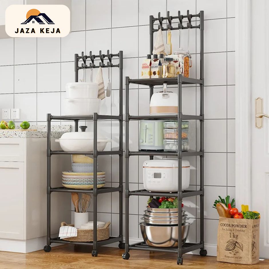 Jaza Keja Storage Kitchen Trolley Rack Pulley Pot Rack Multi-layer Pantry Closet Fridge Side Seam Finishing Rack Kitchen Cart Bathroom Rack