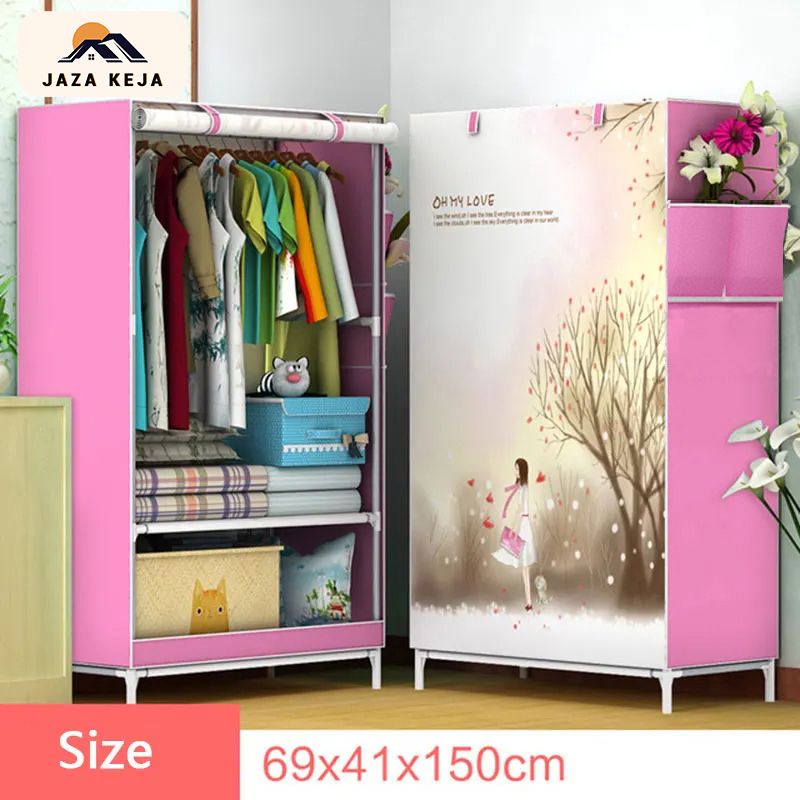 Jaza Keja Wardrobe Cartoon Cloth Non-Woven Panoramic Folding Cloth Wardrobe 3D Wardrobe Small Wardrobe Folding Hanger