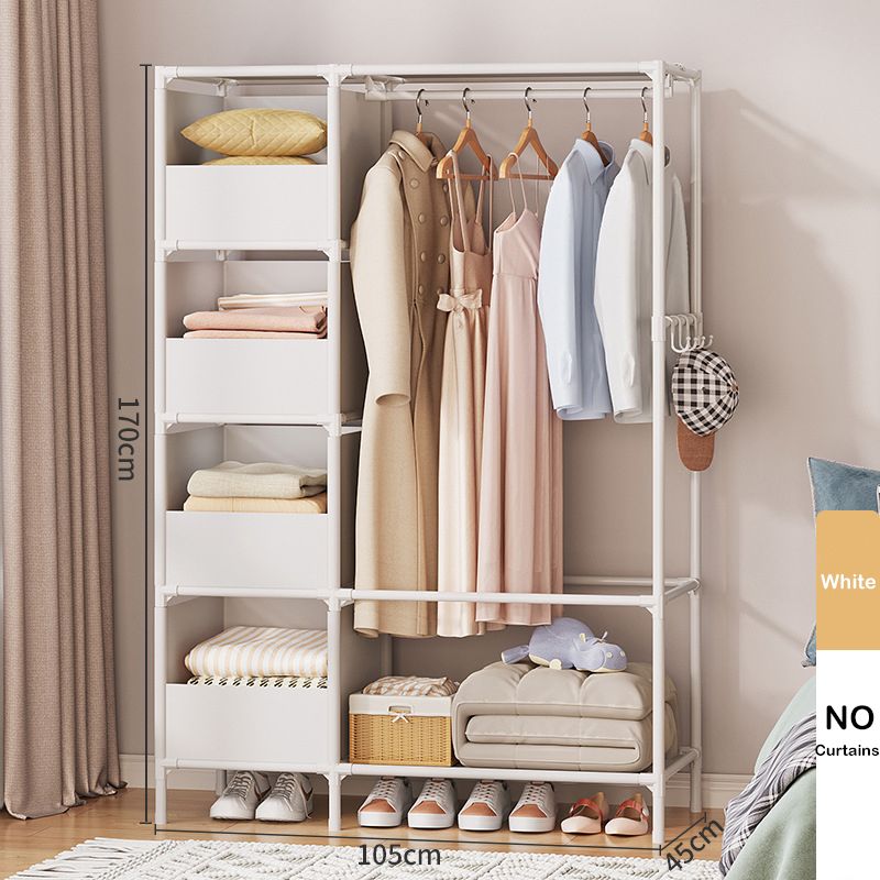 Jaza Keja DIY 2 Columns Assembly Wardrobe (NO Curtains) Household Hanging Clothes Racks Bedroom Storage Wardrobe Simple Dormitories Room Clothes Storage Wardrobe