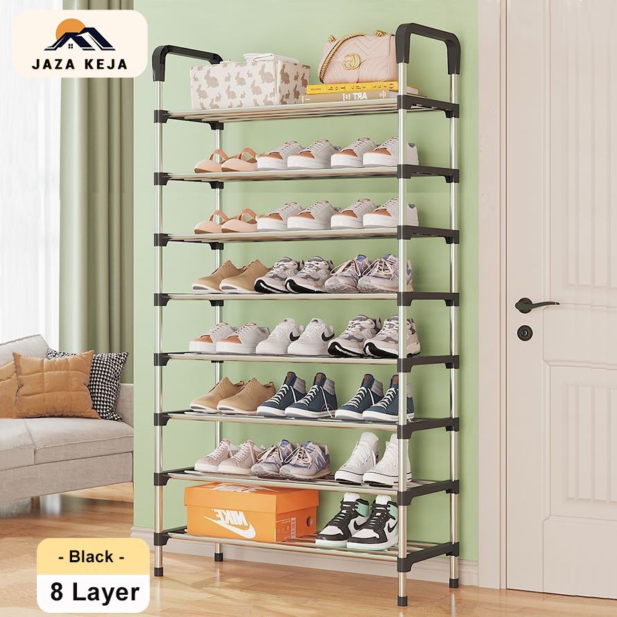 Jaza Keja 8 Layer Simple Shoe Rack Easy Assembled Economical Shoes Rack for Entryway Hallway Bedroom Living Room Back To College Essential