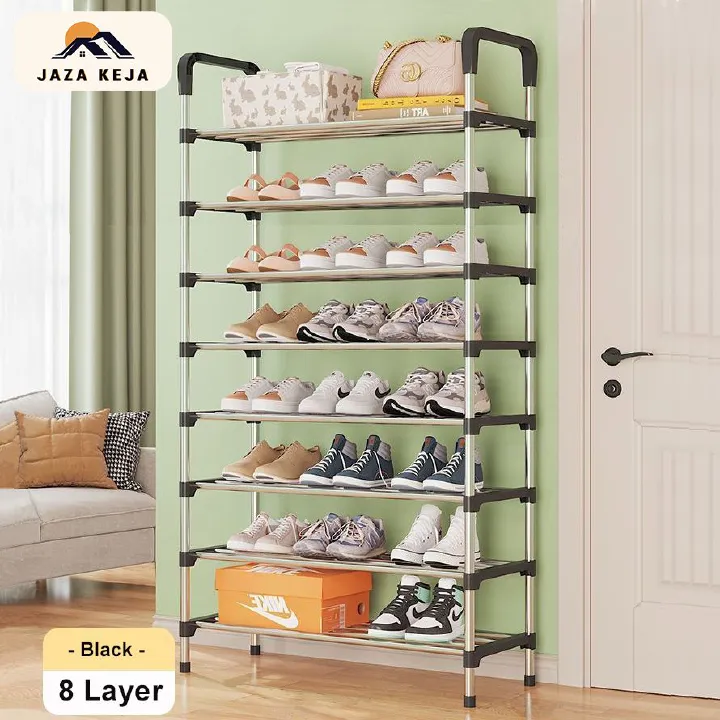 Jaza Keja 8 Layer Simple Shoe Rack Easy Assembled Economical Shoes Rack for Entryway Hallway Bedroom Living Room Back To College Essential
