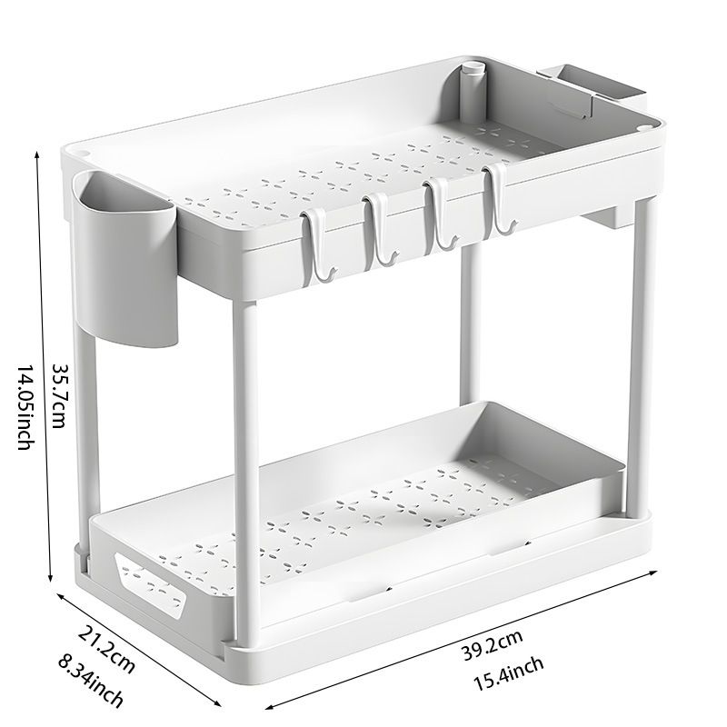 Jaza Keja Double Sliding Under Sink Organizers Pull-out 2 Tier Bathroom Storage Organization Shelves for Kitchen Storage