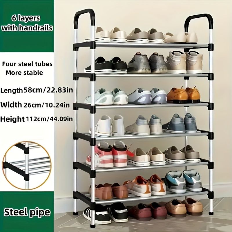 Jaza Keja 6 Layer Simple Shoe Rack Easy Assembled Economical Shoes Rack for Entryway Hallway Bedroom Living Room Back To College Essential