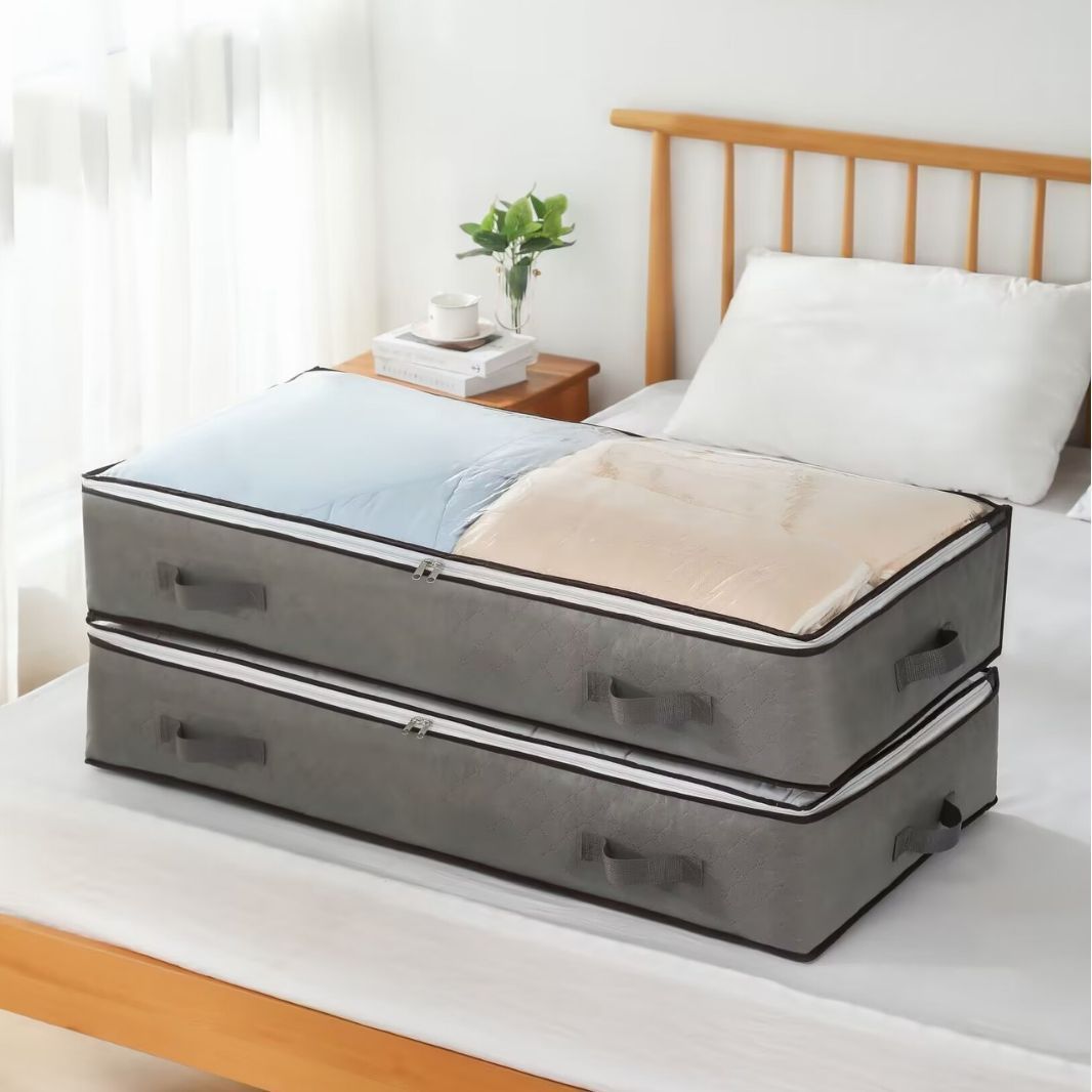 Jaza Keja 1PC 90L Under Bed Storage Containers Closet Organizers Storage Bins Foldable Underbed Storage Bags for Blankets, Towels, Comforter, Sweaters, Pillows, Linen Sheets, Wrapping Paper
