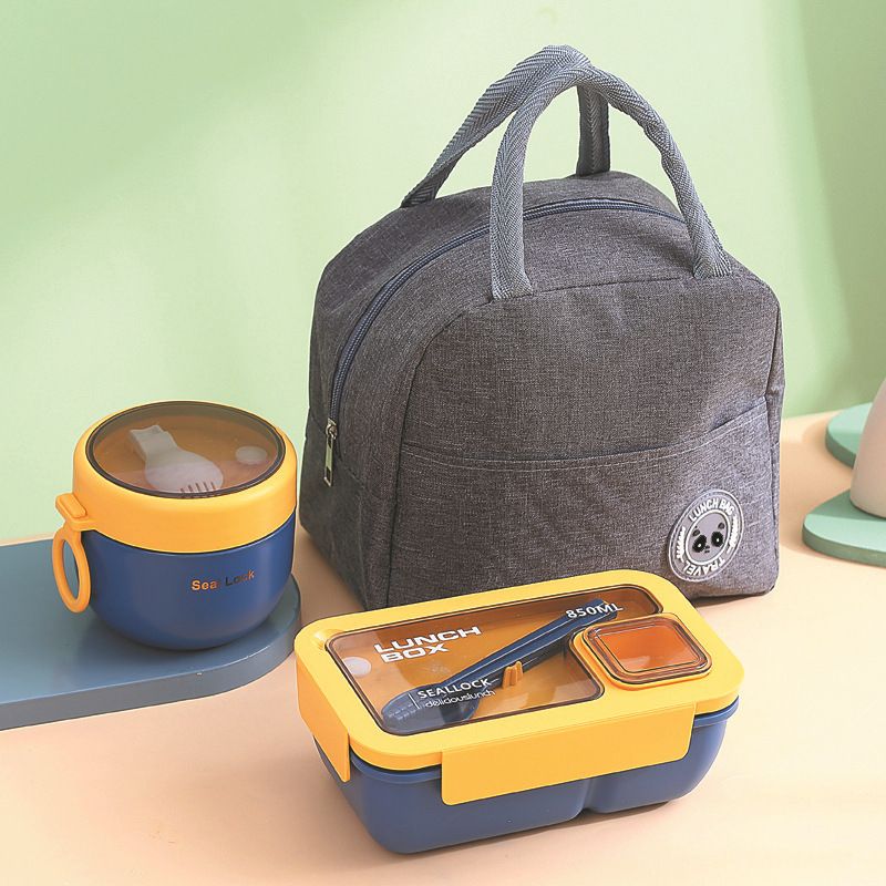 Jaza Keja 3pcs Lunch Bento Box Set Portable Leak Proof Storage Box With Lid Thermal Bag Reusable Insulated Food Containers for Office Lunch Kids Back To School