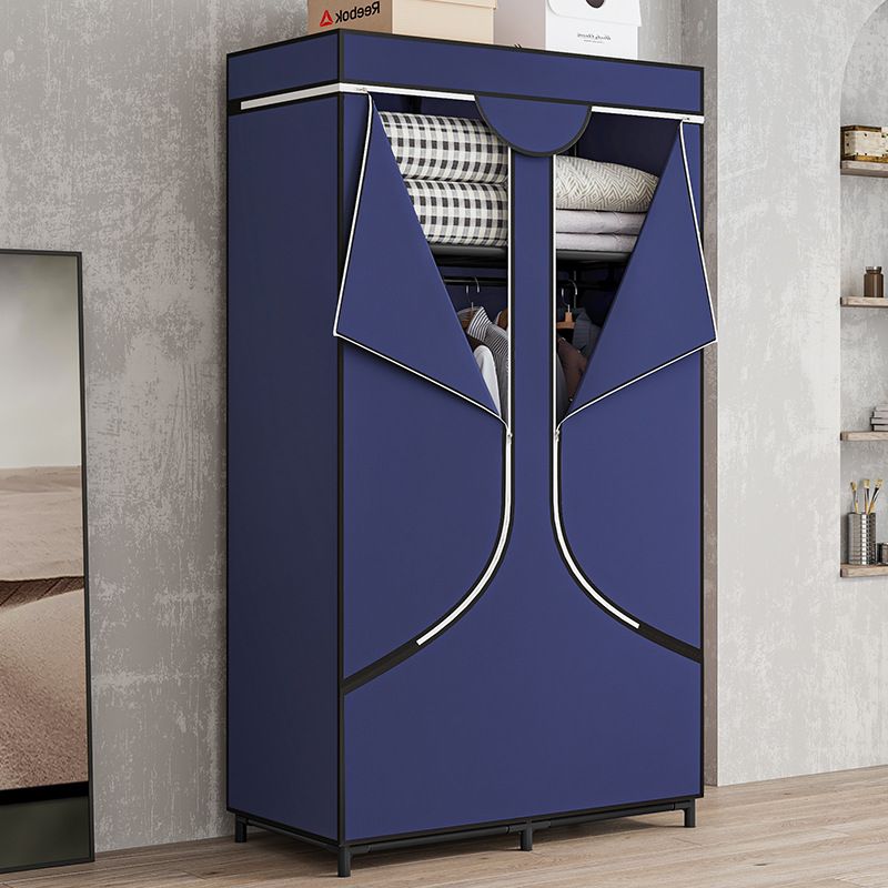 Jaza Keja 2 Columns Portable Wardrobe Metal Hanging Rack Non-Woven Fabric Closet Storage Organizer easy-access zipper