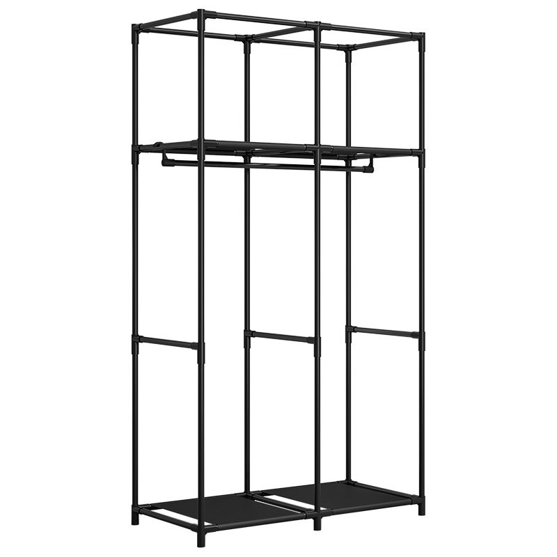 Jaza Keja 2 Columns Portable Wardrobe Metal Hanging Rack Non-Woven Fabric Closet Storage Organizer easy-access zipper